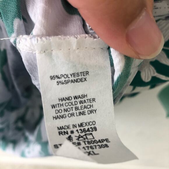 SJS Petite Womens Green White Floral Short Sleeve Tee Blouse Shirt NEW XL Petite - Picture 6 of 7